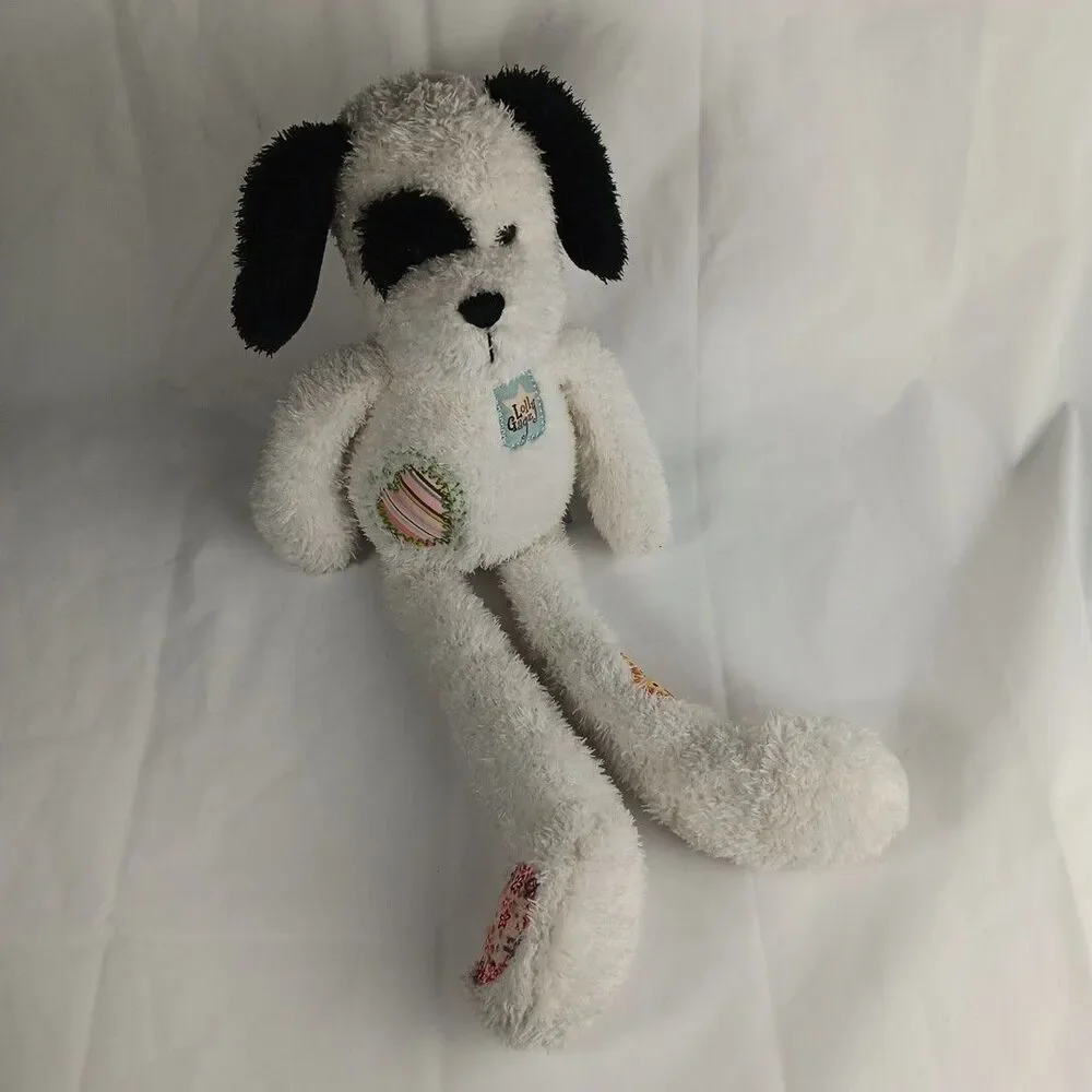 Aurora Plush Dog Puppy Lolly Gagz White w/ Patches Floppy Long Legs Lovey Pup